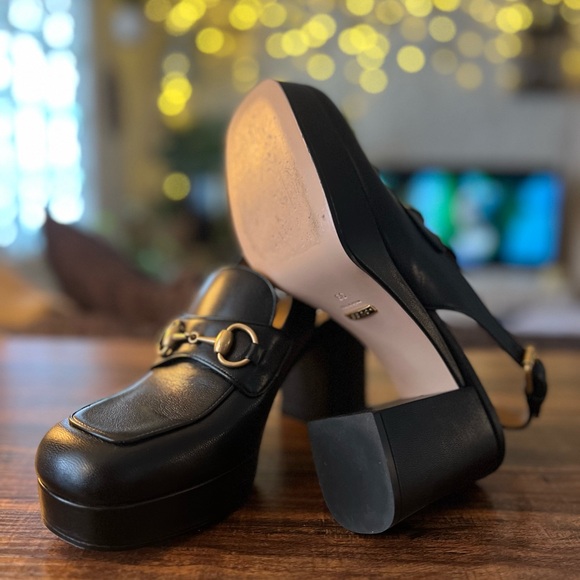 Gucci Women's Horsebit Slingback Platform Block Heel Pumps 39 - Picture 3 of 13